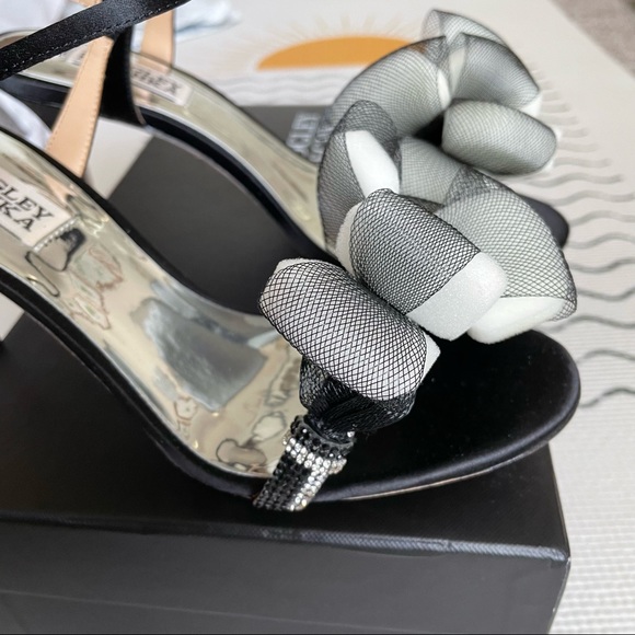 ✨ NWT Badgley Mischka Janie Bow Embellished Evening Heel in Black Satin - Picture 11 of 16